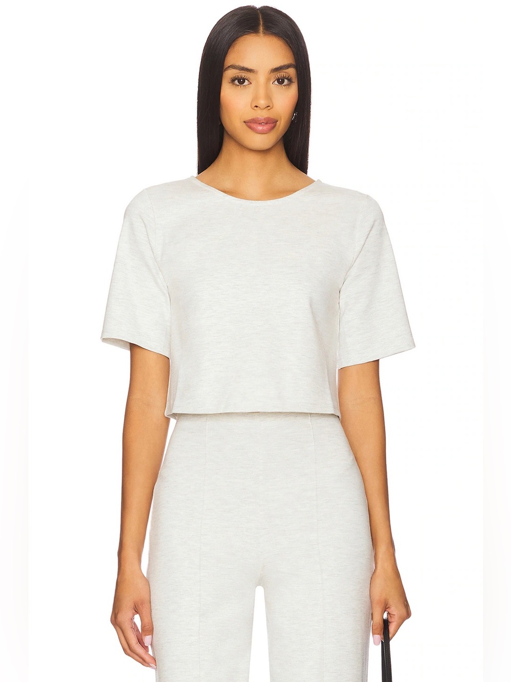 NWT Ripley Rader Ponte Knit Short Sleeve Top in Heather Grey size medium